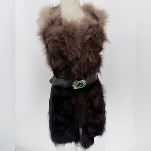 Lilyen Women's Genuine Fox and Rabbit Fur Vest Size M Brown
